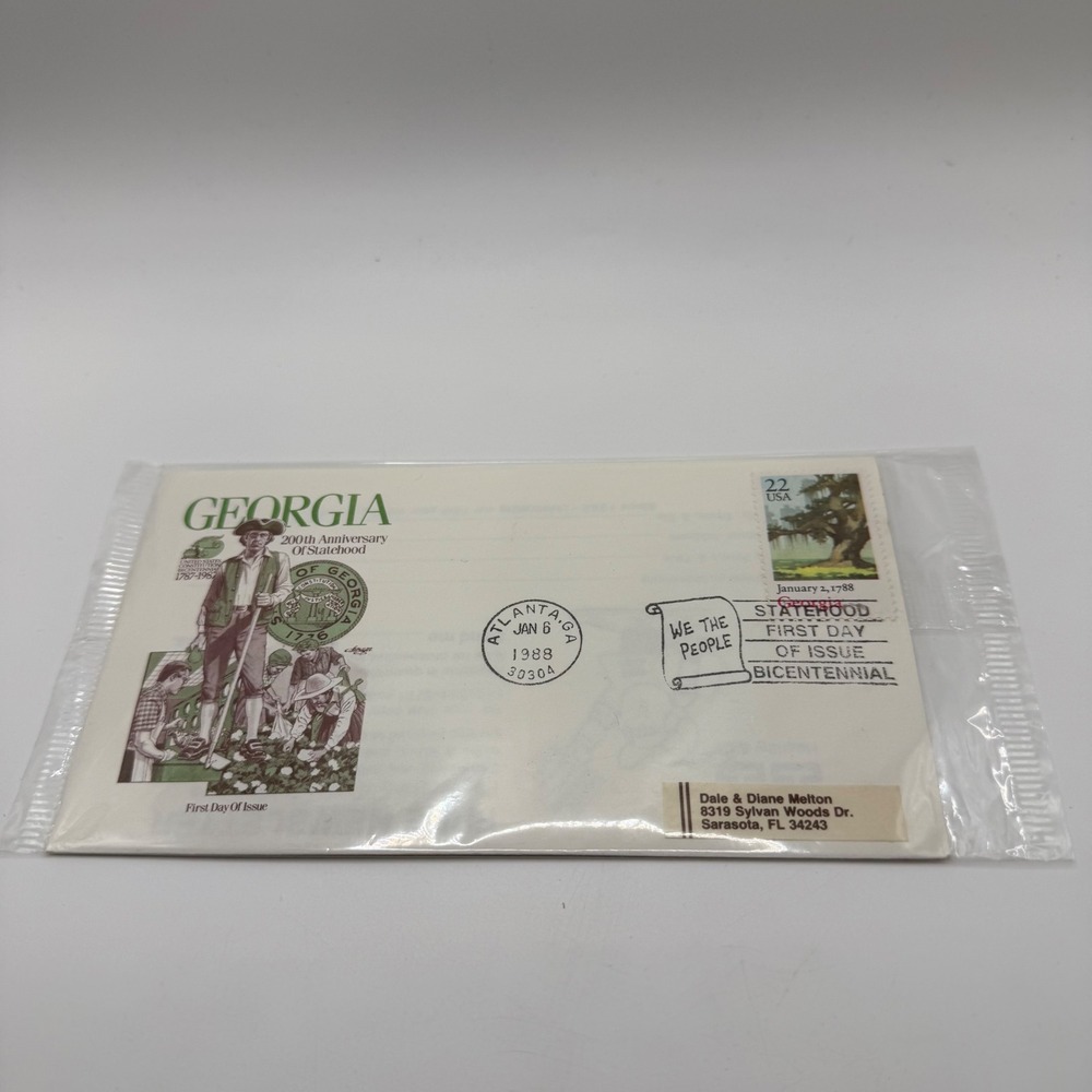 1988 Georgia Statehood 200th Anniversary First Day Cover 22c Stamp Atlanta FDC
